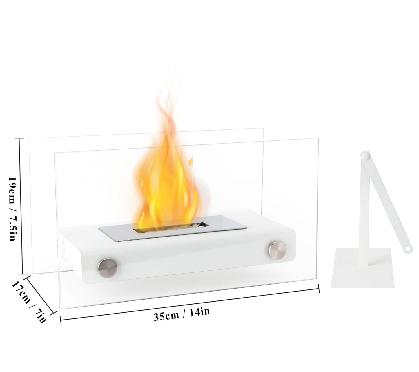 KaminLux Kompakter Tischkamin Ethanol Mit Echter Flamme Weiß