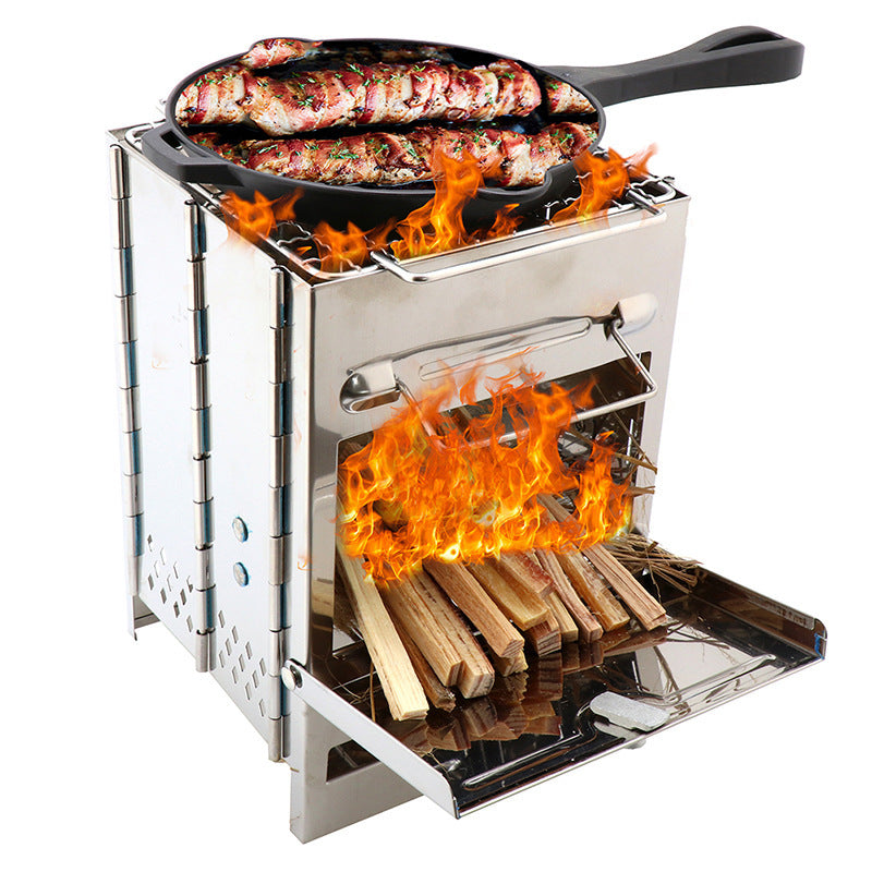 Edelstahl Outdoor Campingofen Leicht Faltbar Winddicht - Hobbyfy