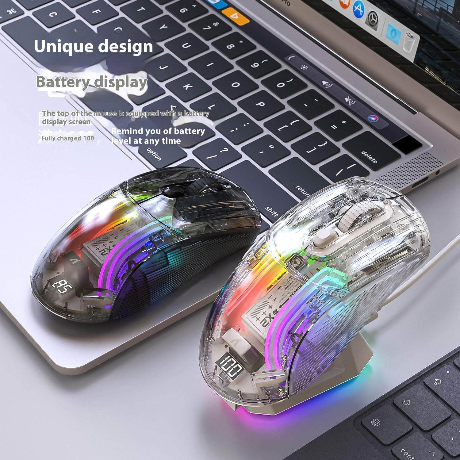X2PRO Transparente Bluetooth Gaming Maus Dreimodus RGB - Hobbyfy
