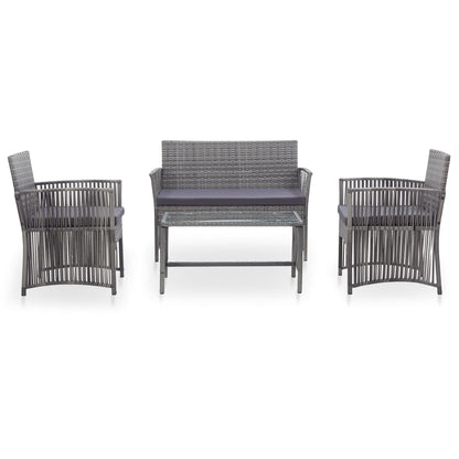 4-Teiliges Gartenlounge-Set Mit Auflagen Aus Poly-Rattan Anthrazit - Hobbyfy