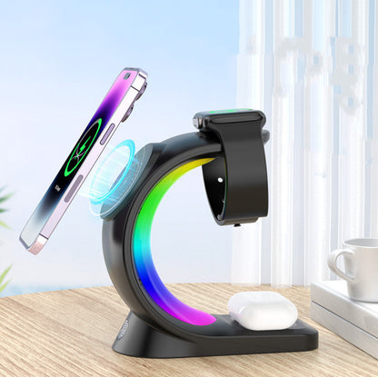 4In1 Magnetischer Wireless Charger Mit RGB Licht Für IPhone - Hobbyfy