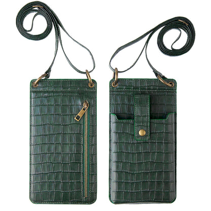 CrocoLuxe Crossbody Phone Wallet Mit Krokodilmuster Und Kartenfach Aus PU Leder Premium - Hobbyfy
