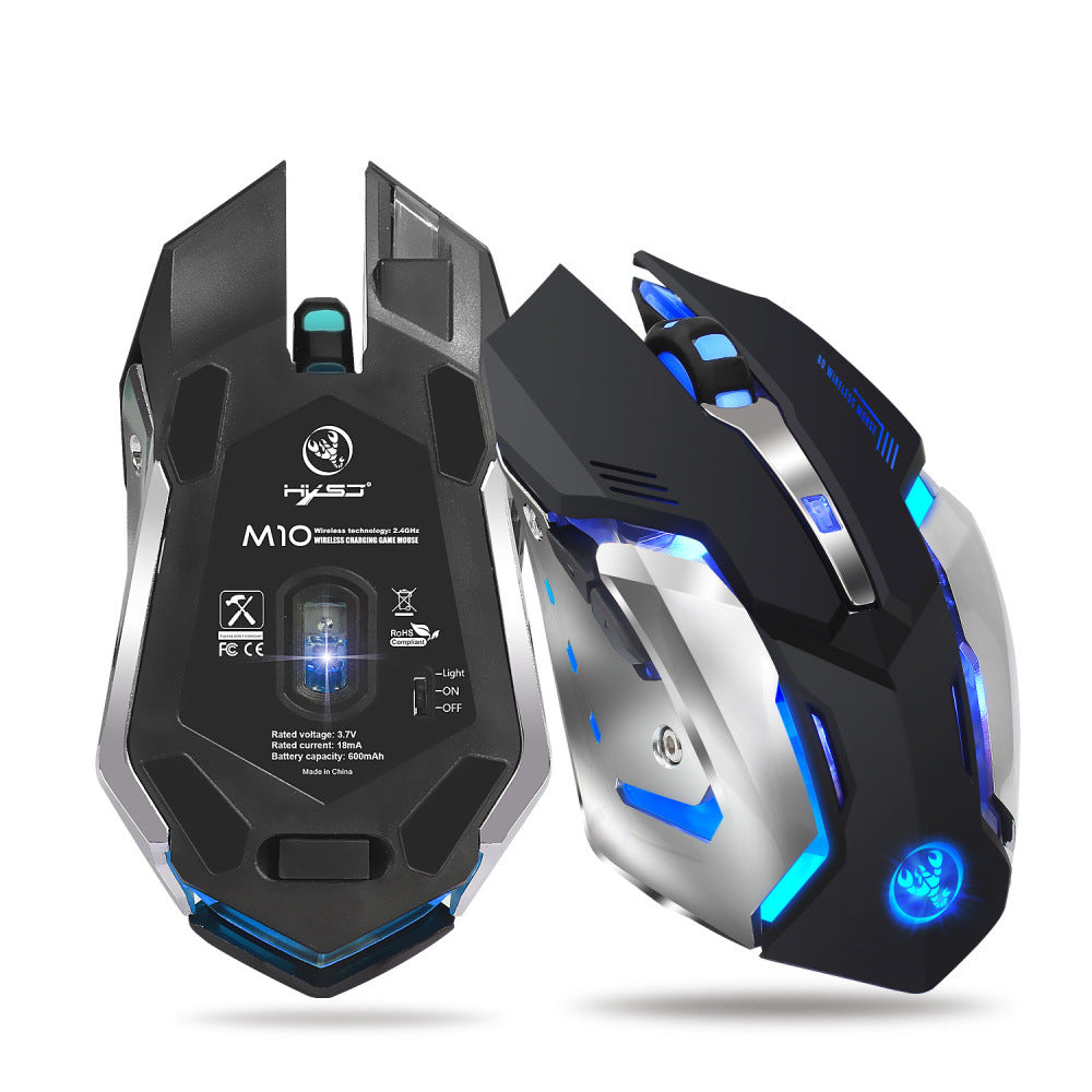HXSJ Gaming Maus 2,4G Drahtlos Blau LED DPI 2400 6 Tasten - Hobbyfy