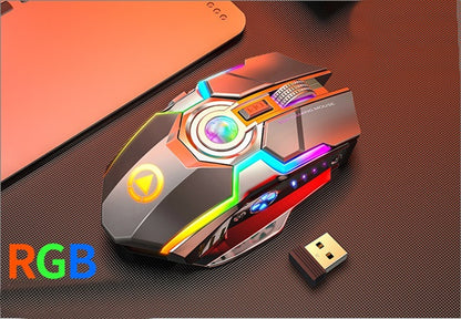 NovaTech Kabellose RGB Gaming Maus Leise Klicks Wiederaufladbar