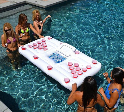 Wasser Party Beerpong Luftmatratze Mit Eisbehälter Und Becherhalter Beerpong Tisch Pool - Hobbyfy