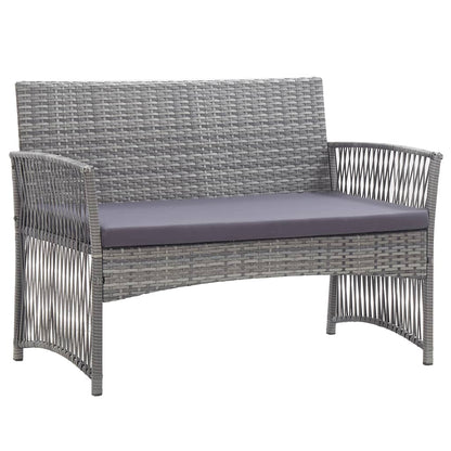4-Teiliges Gartenlounge-Set Mit Auflagen Aus Poly-Rattan Anthrazit - Hobbyfy