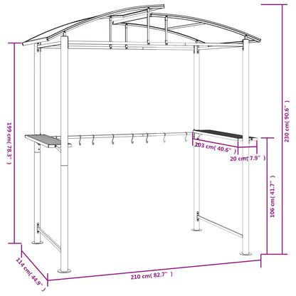 Grillpavillon Anthrazit Mit Seitenablagen 210x114x230 cm Stahl - Hobbyfy