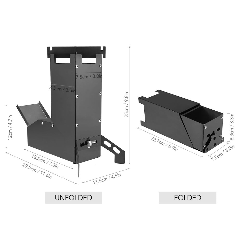 Rocket Black Titanium Holzofen Faltbar Edelstahl Für Camping Outdoor - Hobbyfy