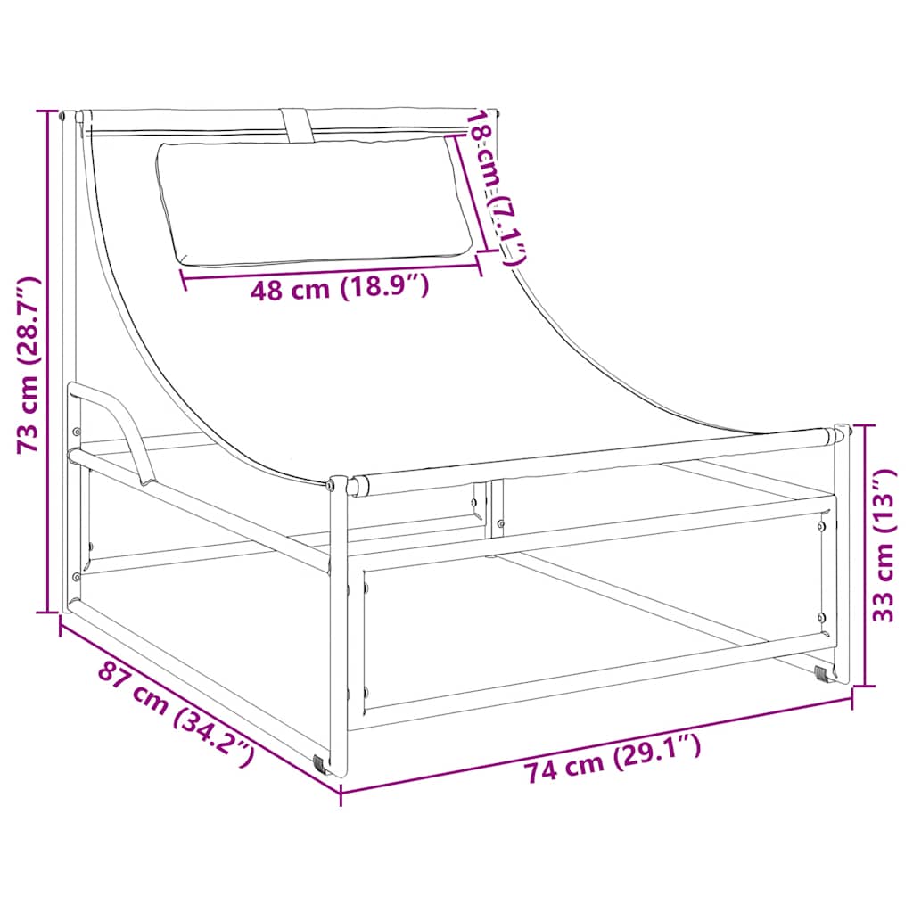Garden Lounger Anthracite Ergonomische Textilene Liege - Hobbyfy