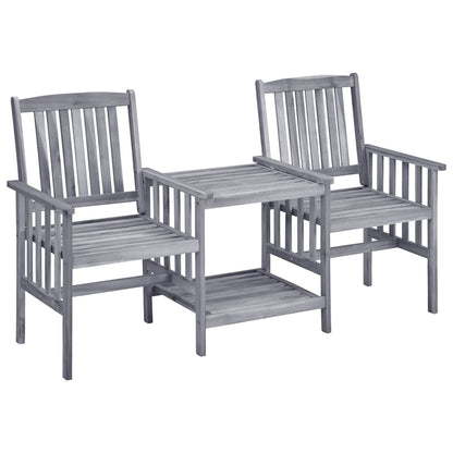 Gartenstuhl Set Akazienholz Mit Teetablett In Grau - Hobbyfy