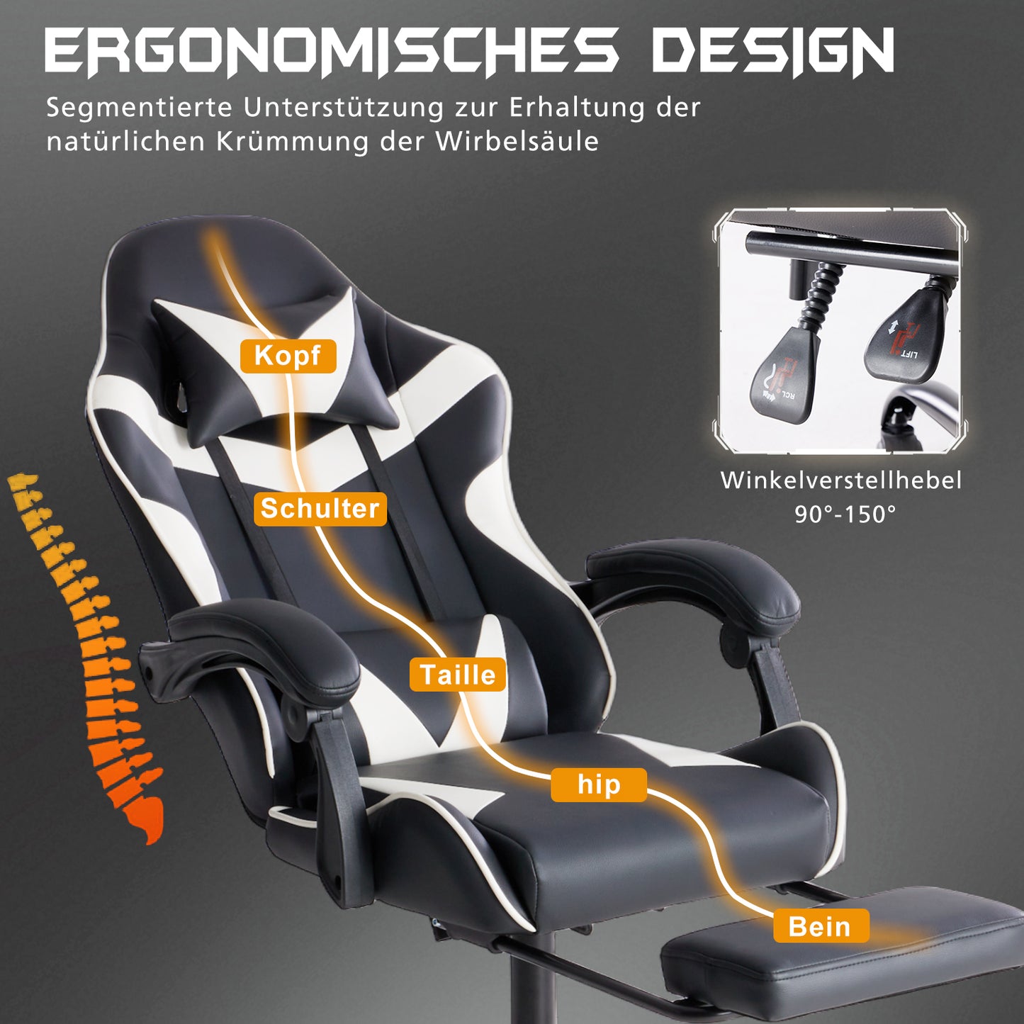 E Sports Stuhl Mit Fußstütze Robuster Metallrahmen Für Halt & Gamingkomfort - Hobbyfy