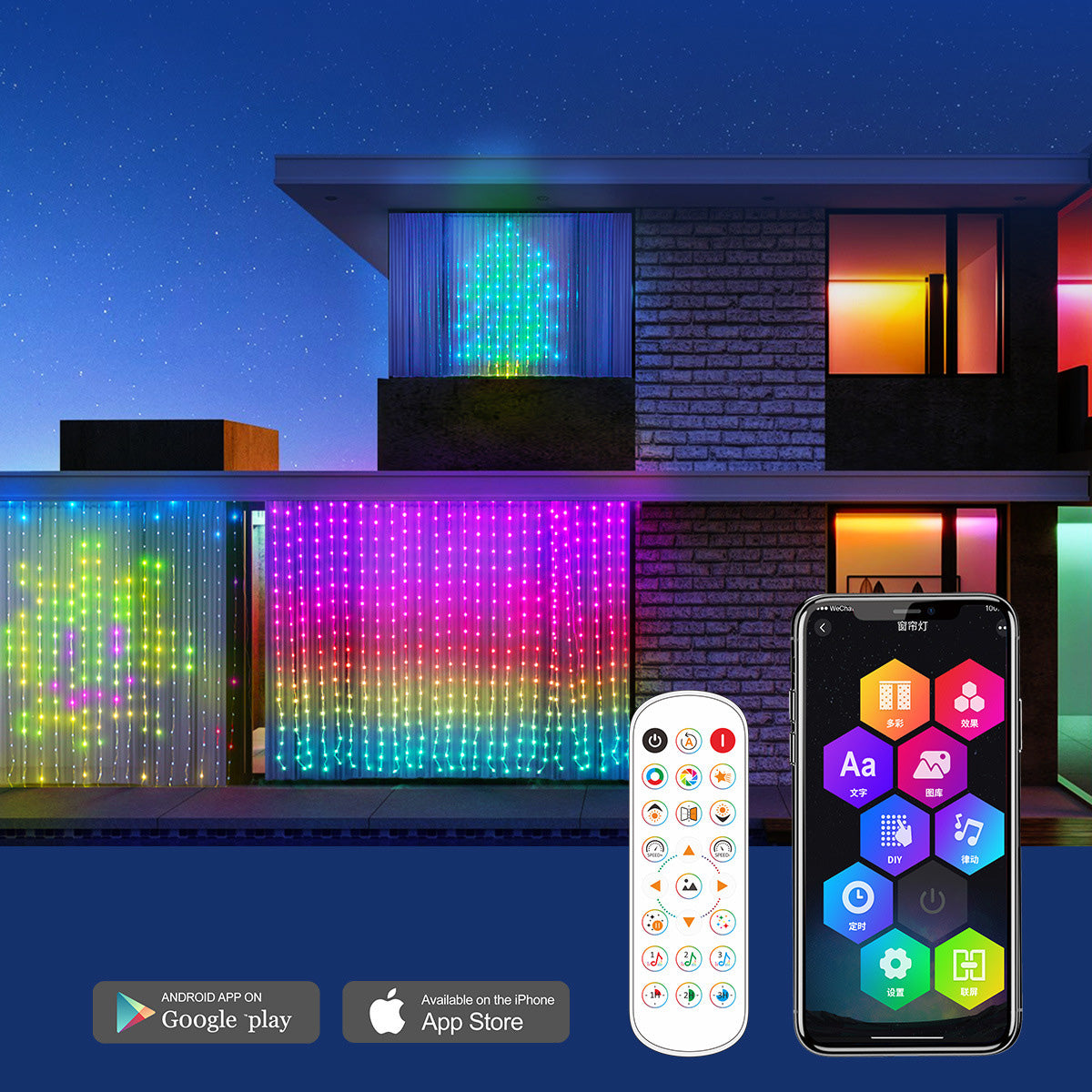 Smart LED RGB Vorhanglichterkette Bluetooth Steuerung - Hobbyfy
