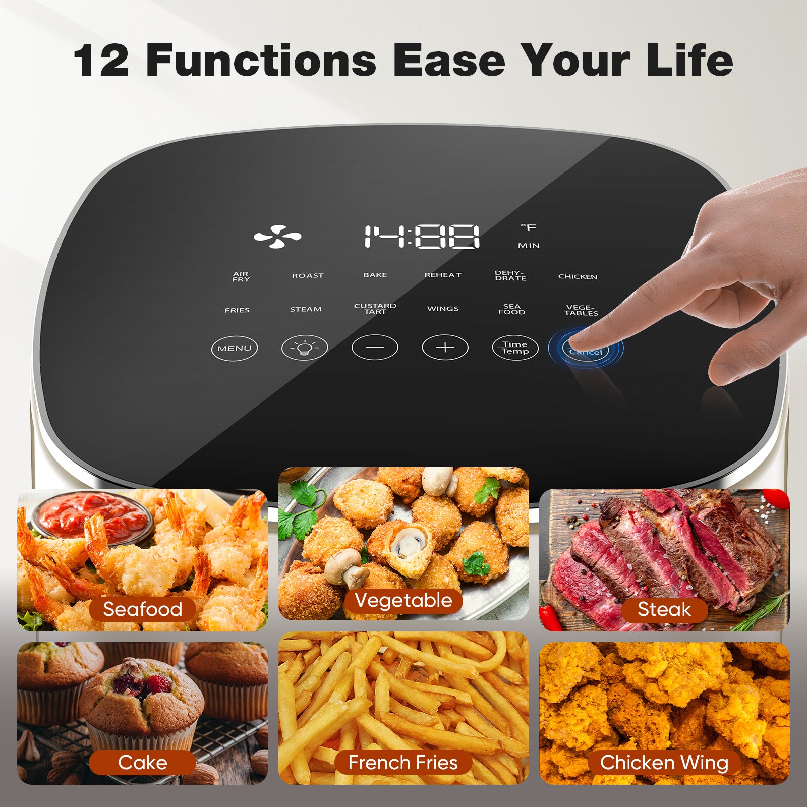 Quadratische Air Fryer Mit Sichtfenster 6-Quart Kapazität 12-in-1 - Hobbyfy