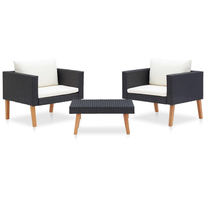 3 Teiliges Garten Lounge Set Aus PE Rattan Mit Dicken Kissen - Hobbyfy