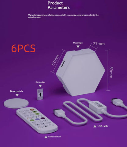 Hexagonale Smart RGB Atemlicht Soundaktiviert Wohnzimmer