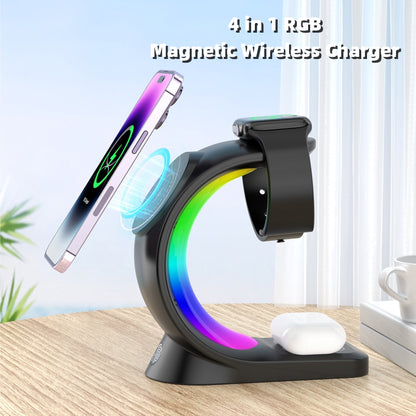 4In1 Magnetischer Wireless Charger Mit RGB Licht Für IPhone - Hobbyfy