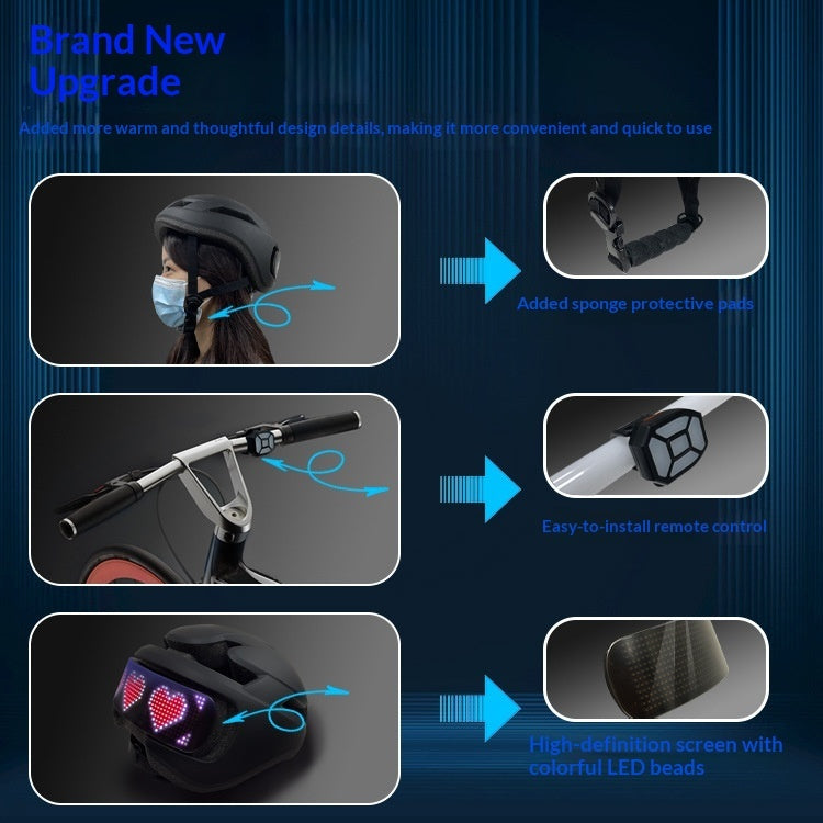 LED Display Helm Für Fahrradfahrer Sichtbarkeit & Sicherheit - Hobbyfy