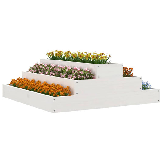 Pflanzkübel 80x80 cm Weiß Lackiert Aus Massivem Kiefernholz - Hobbyfy
