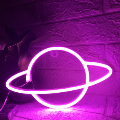 LED Neon Leuchte Wand Spaceman Planet Motiv Innen & Außen - Hobbyfy
