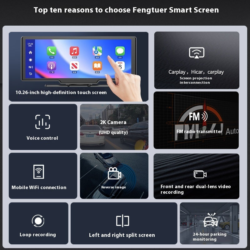 CarPlay Navigator Mit Dashcam Und 10 Zoll Touchscreen - Hobbyfy