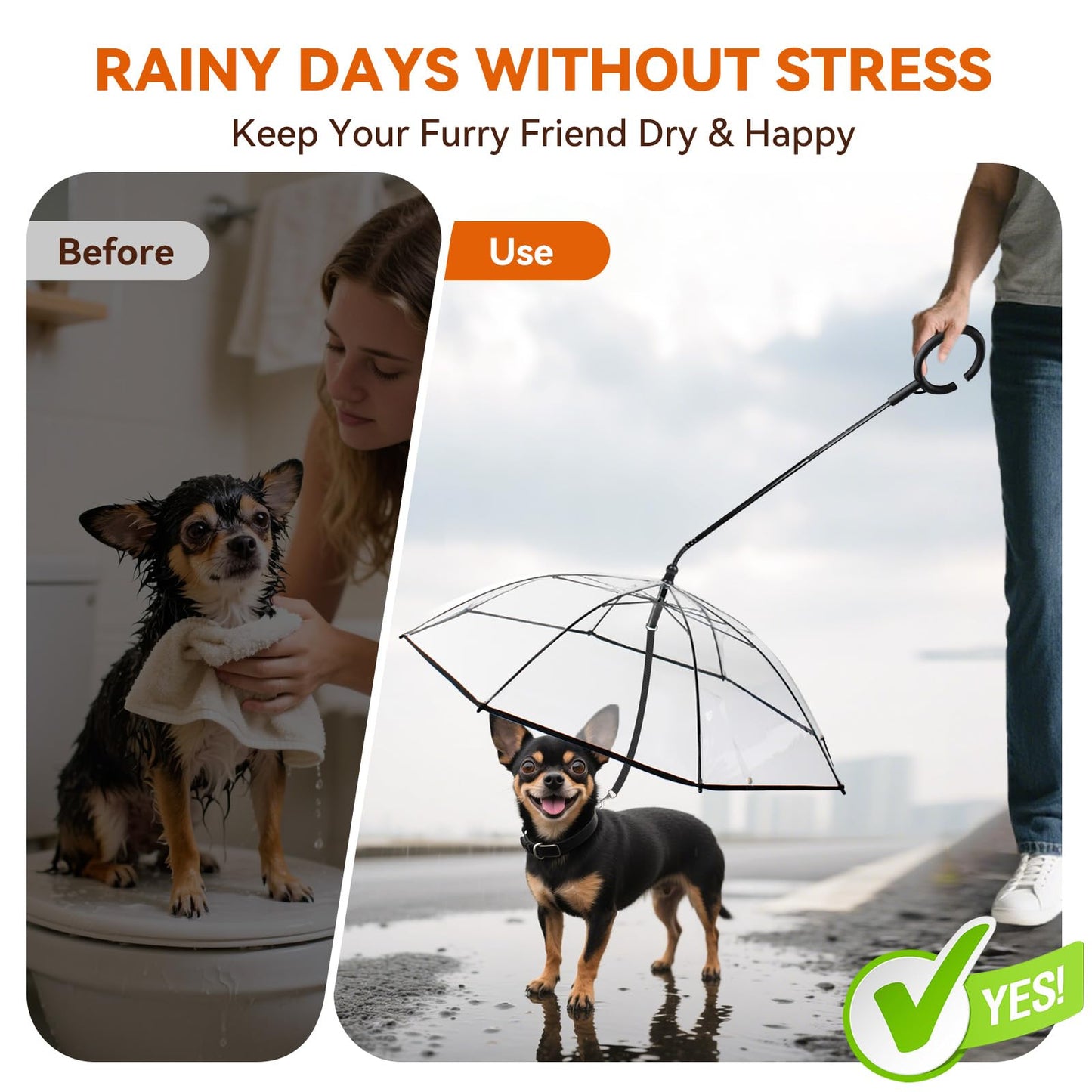 PawGuard Kleiner Hund Regenschirm Mit Verstellbare Leine Schutz