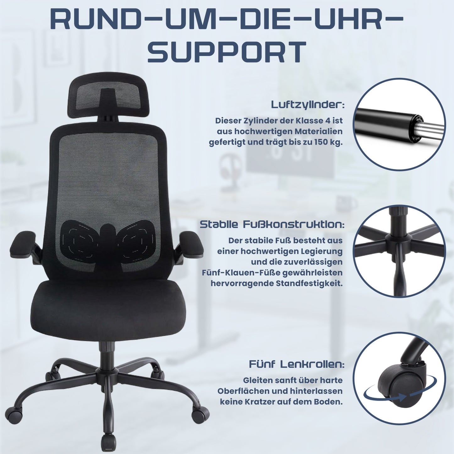 Netzstuhl Pro Ergonomischer Halt Mit Atmungsaktivem Netzrückenlehne - Hobbyfy