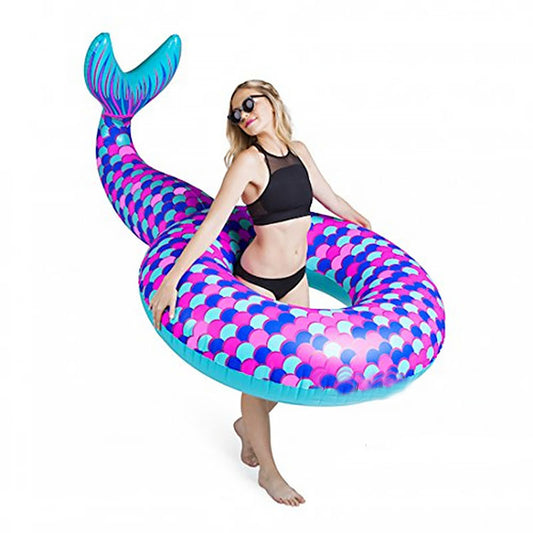 Meerjungfrau Schwimmring Für Erwachsene 180x120 CM Aus Umweltfreundlichem PVC Mit Bunter Schuppenoptik - Hobbyfy