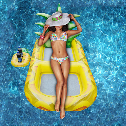 AquaJoy Ananas Luftmatratze Pool Lounge Mit Kopfstütze Getränkehalter - Hobbyfy