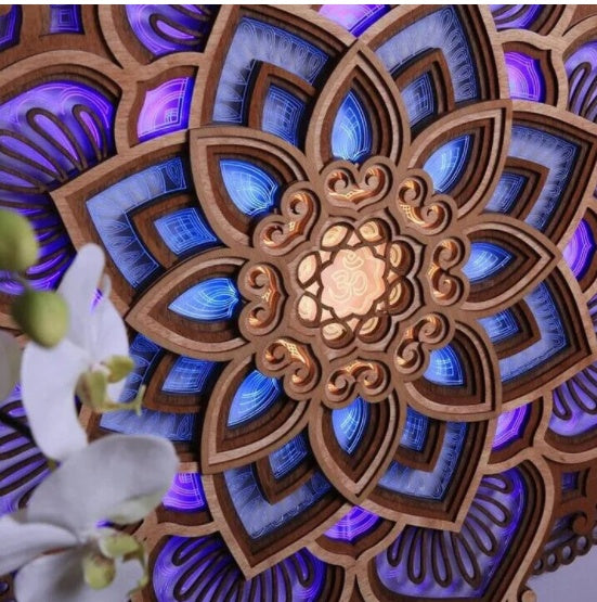ZenLicht Mandala Nachtlicht LED Blau Lila Holz Oder Acryl - Hobbyfy