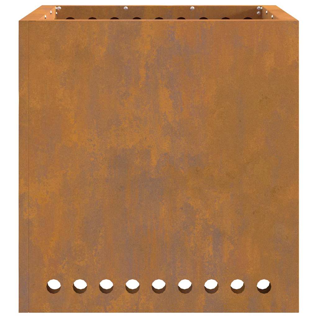 Quadratische Feuerstelle Braun Weathering Steel 48 cm - Hobbyfy