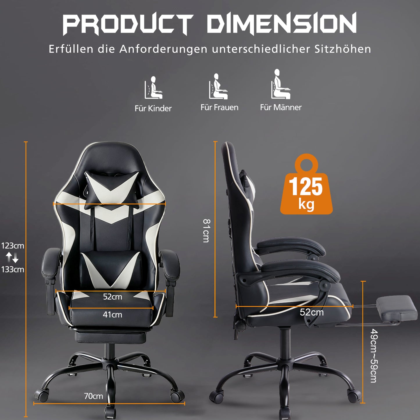 E Sports Stuhl Mit Fußstütze Robuster Metallrahmen Für Halt & Gamingkomfort - Hobbyfy