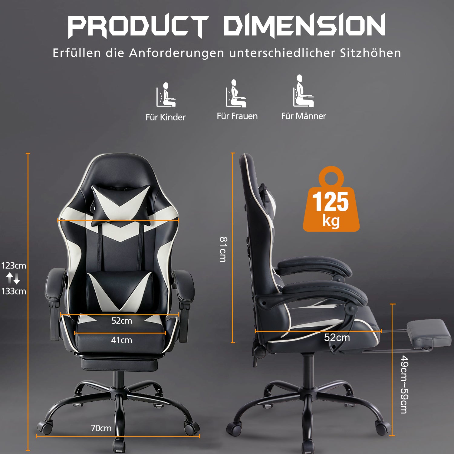 E Sports Stuhl Mit Fußstütze Robuster Metallrahmen Für Halt & Gamingkomfort - Hobbyfy