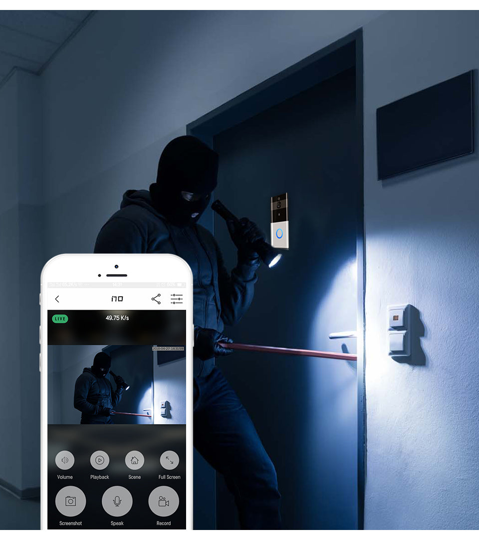 Marlboze 720P WLAN Video Türklingel Mit PIR Bewegungsmelder Nachtsicht - Hobbyfy