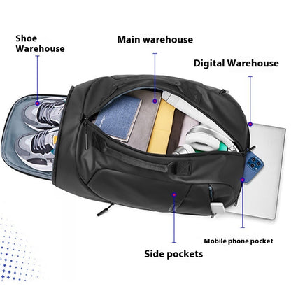 Herren Oxford Rucksack Schwarz Multifunktional für Beruf & Alltag