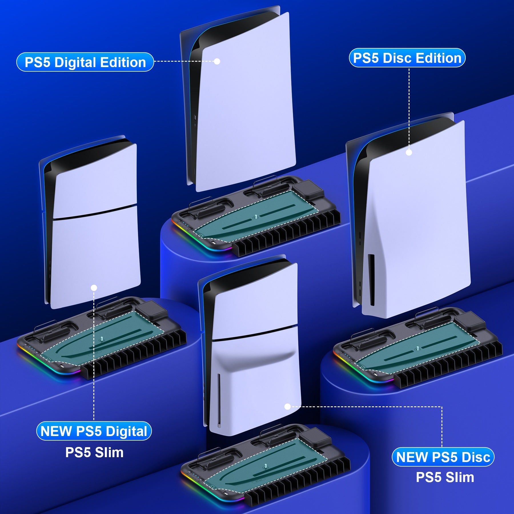 NovaTech Slim Z PS5 Kühlstation Mit Ladefunktion Aufbewahrung - Hobbyfy