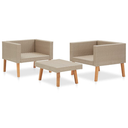 3 Teiliges Garten Lounge Set Aus PE Rattan Mit Dicken Kissen - Hobbyfy