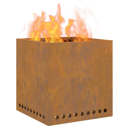 Quadratische Feuerstelle Braun Weathering Steel 48 cm - Hobbyfy