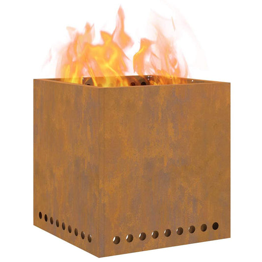 Quadratische Feuerstelle Braun Weathering Steel 48 cm - Hobbyfy