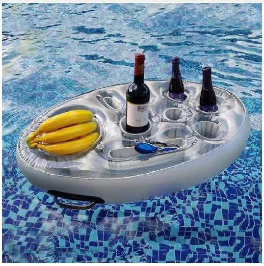 Aufblasbarer PVC Getränkehalter Sitz Mit Obstunterlage Und Handyfach Für Pool Badewanne Und Events - Hobbyfy