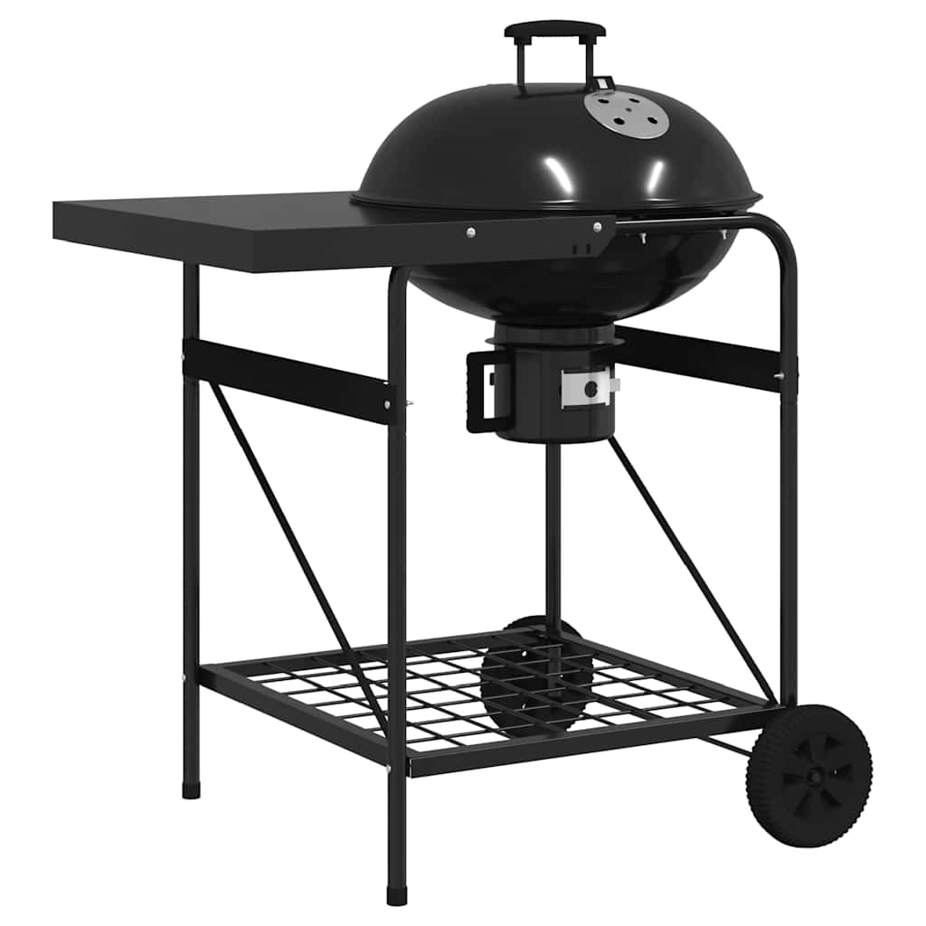 Outdoor Grill Mit Rädern Schwarz Aus Metall 96 X 72 X 113 Cm - Hobbyfy