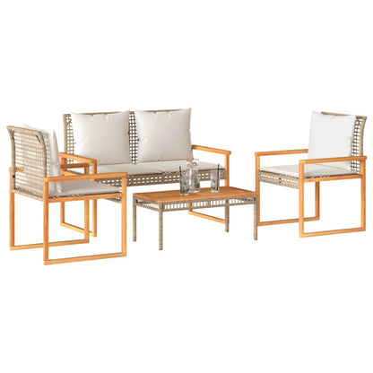4-Teilige Gartenlounge Mit Kissen Aus Poly-Rattan Wetterfest - Hobbyfy