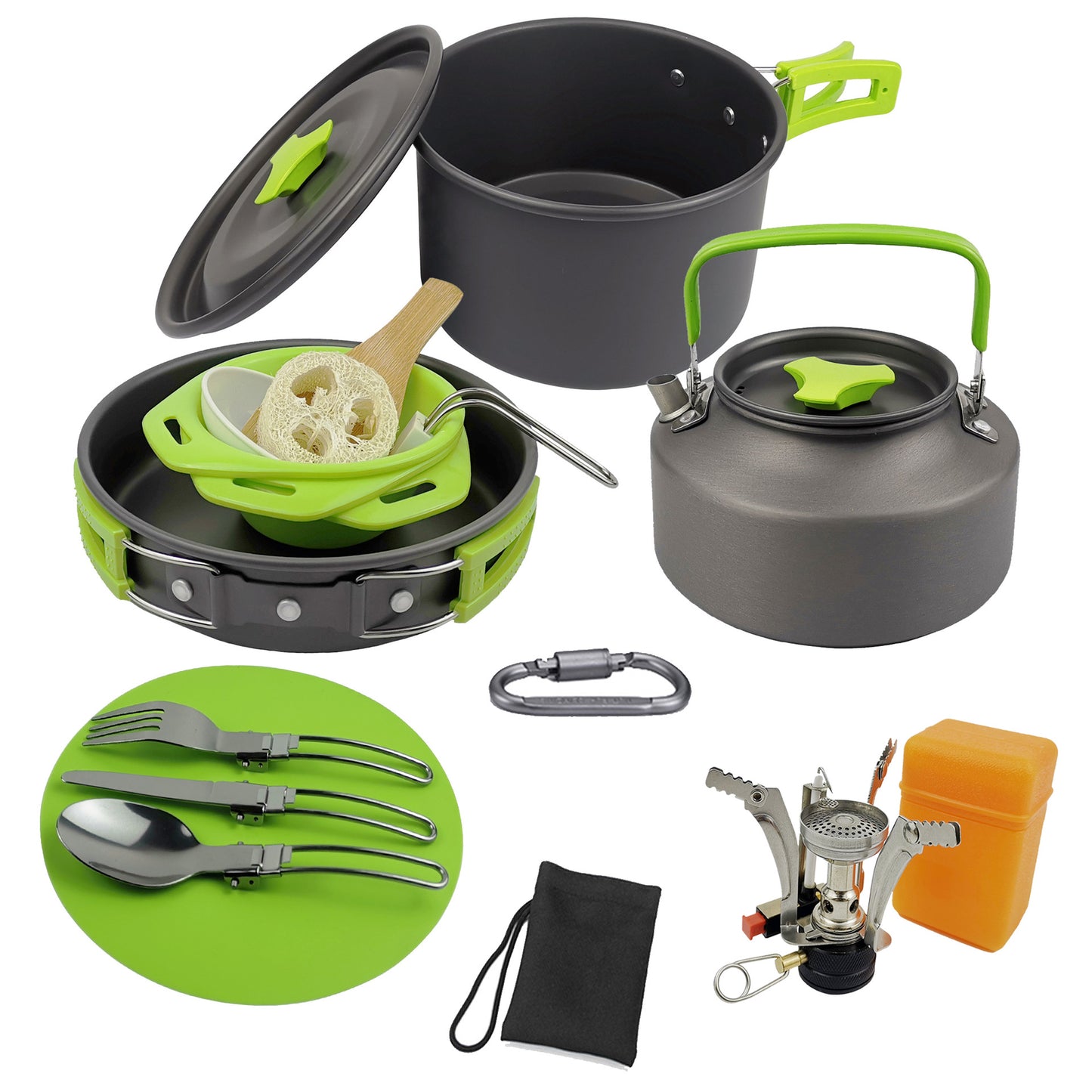 Camping Teekesselset Für 2–3 Personen Mit Kocher Geschirr - Hobbyfy