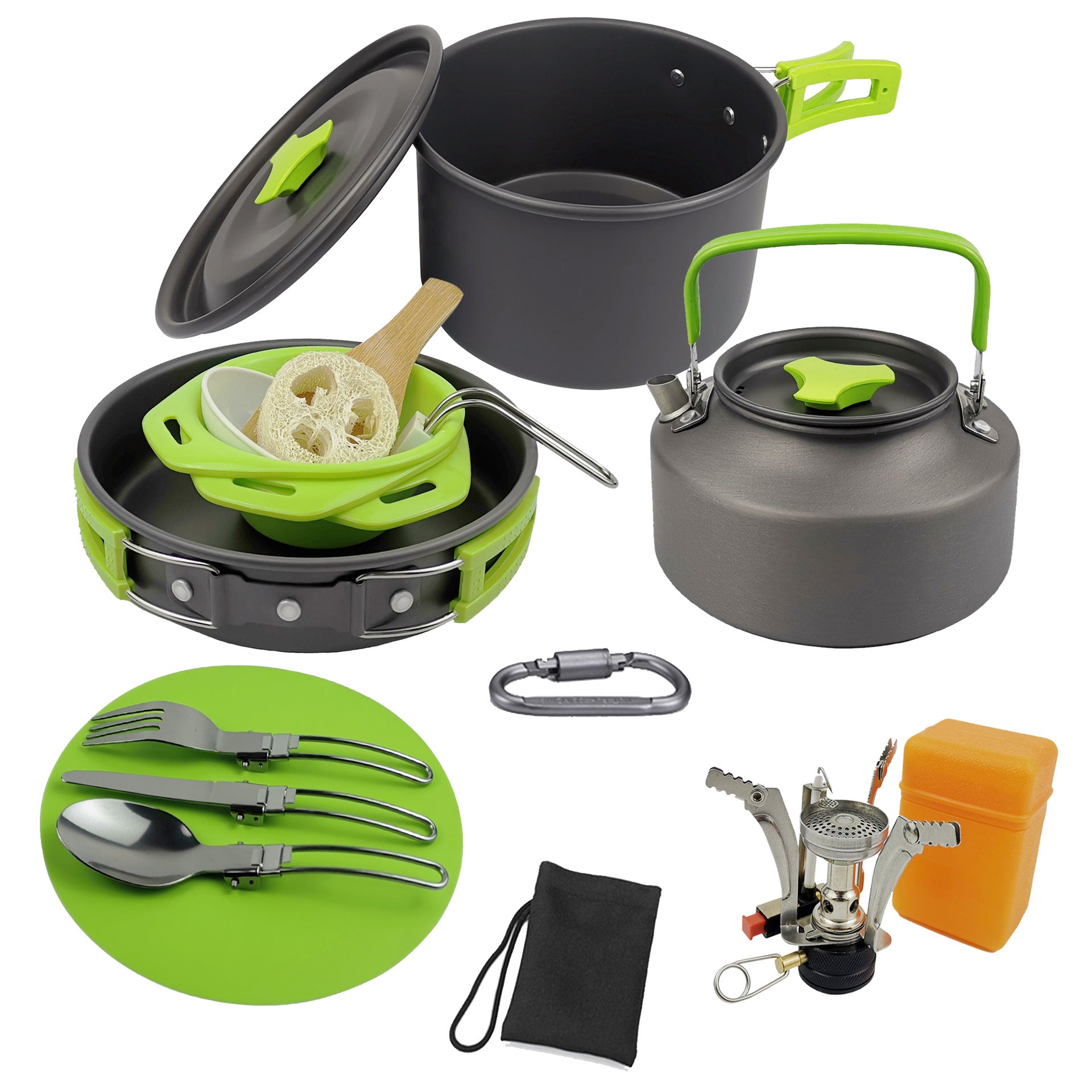 Camping Teekesselset Für 2–3 Personen Mit Kocher Geschirr - Hobbyfy