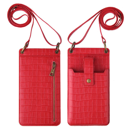 CrocoLuxe Crossbody Phone Wallet Mit Krokodilmuster Und Kartenfach Aus PU Leder Premium - Hobbyfy