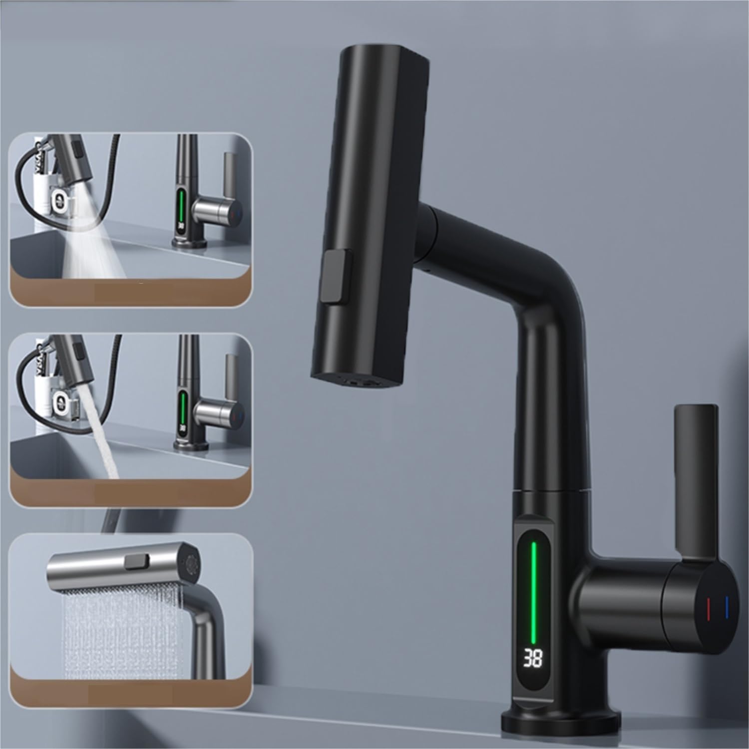 Digitaler Wasserhahn 360Grad Schwenkarm & Temperaturanzeige - Hobbyfy