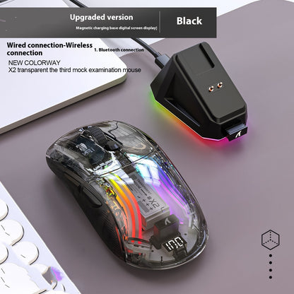 X2PRO Transparente Bluetooth Gaming Maus Dreimodus RGB - Hobbyfy