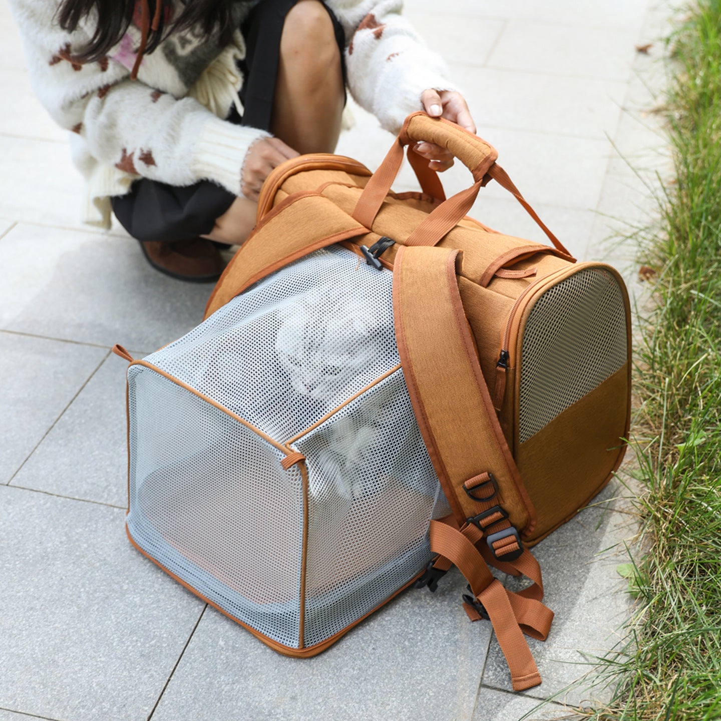 PawKraft Katzentragetasche Pro Erweiterbar Belüftet Großkapazität