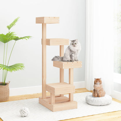 Katzenbaum 45,5x Massives Kiefernholz Vier Ebenen Mit Kratzfläche - Hobbyfy