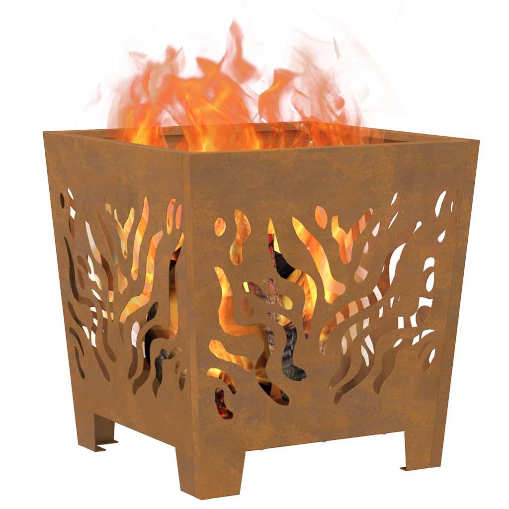 Wetterfeste Feuerstelle Quadrat 40/60 cm aus Stahl Pulverbeschichtet - Hobbyfy