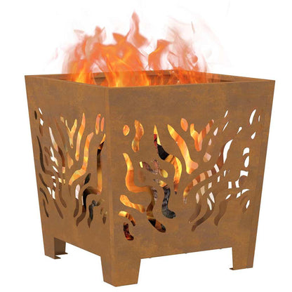 Wetterfeste Feuerstelle Quadrat 40/60 cm aus Stahl Pulverbeschichtet - Hobbyfy